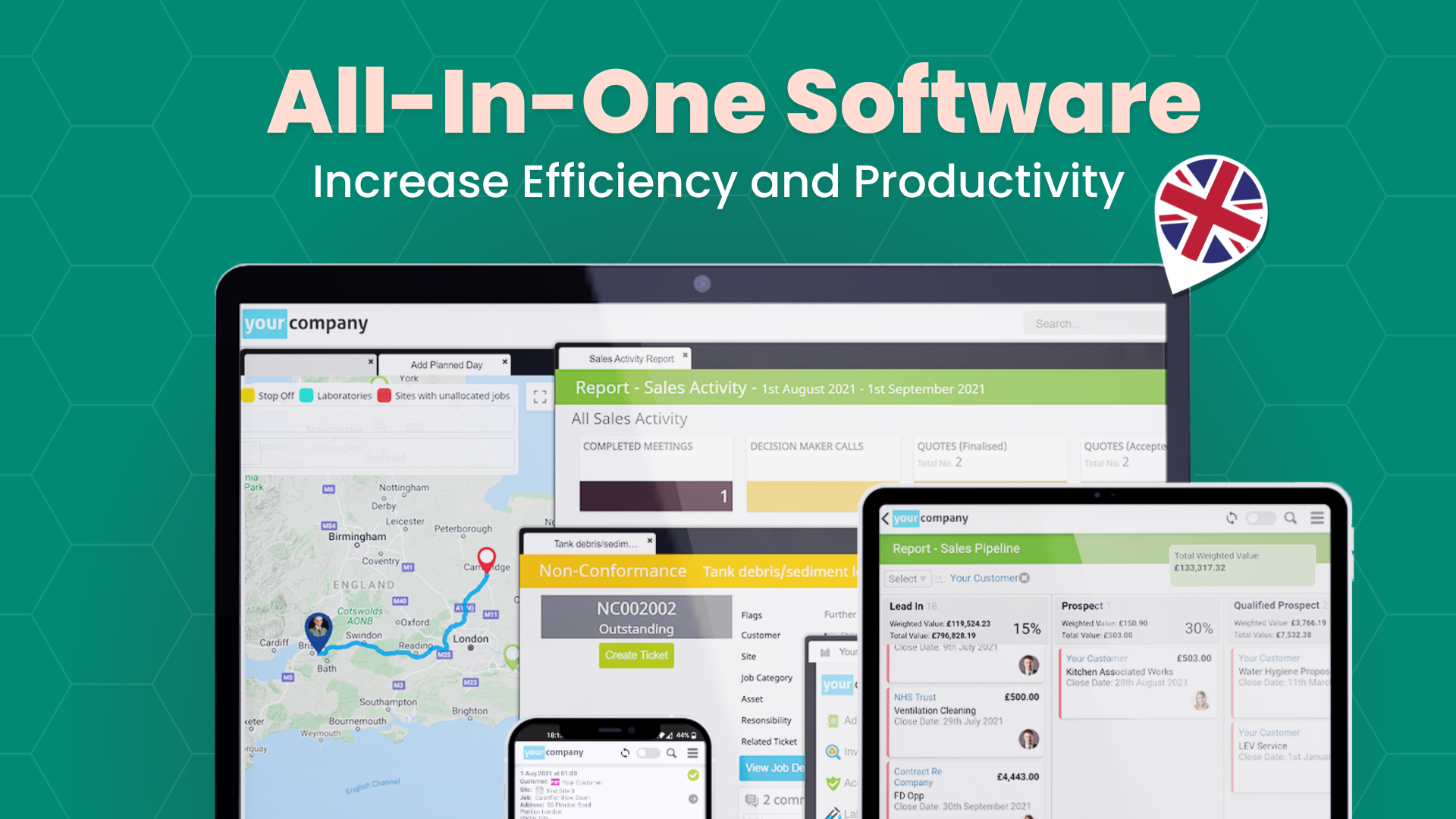 Collabit screenshot: From job scheduling to sales tracking and compliance reporting—manage everything in one place. Collabit helps UK-based service providers boost efficiency, reduce admin, and stay ahead with real-time insight across teams, clients, and contractors.
