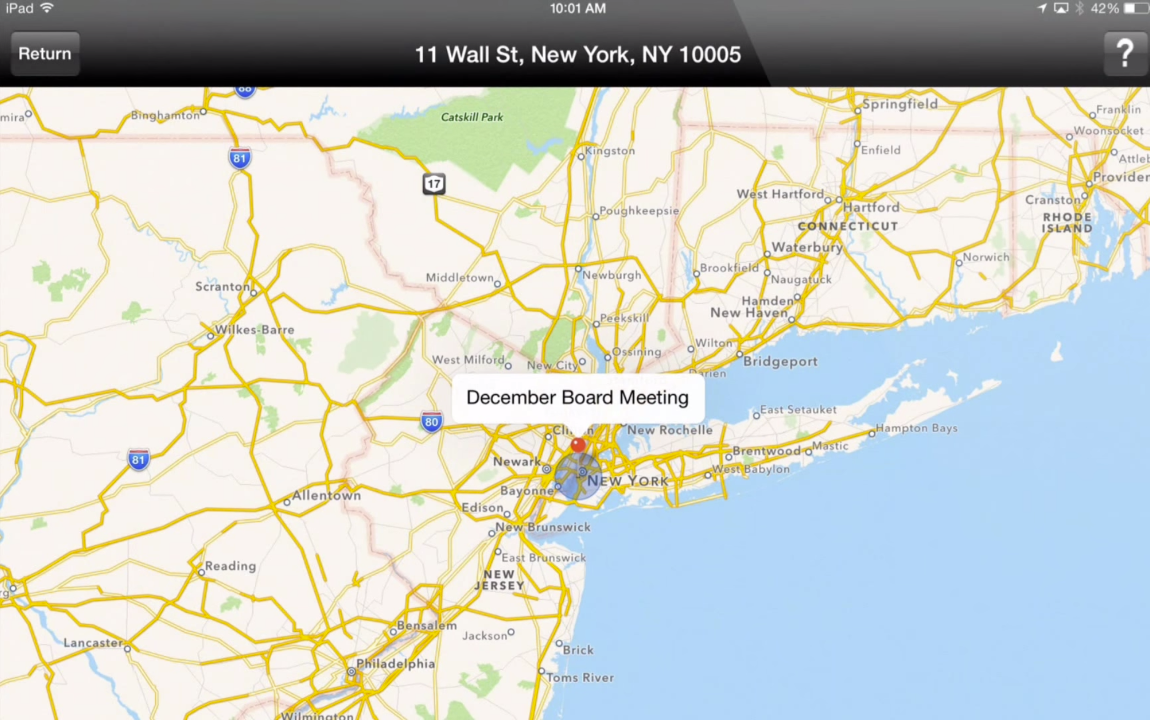 View board meeting locations on a map
