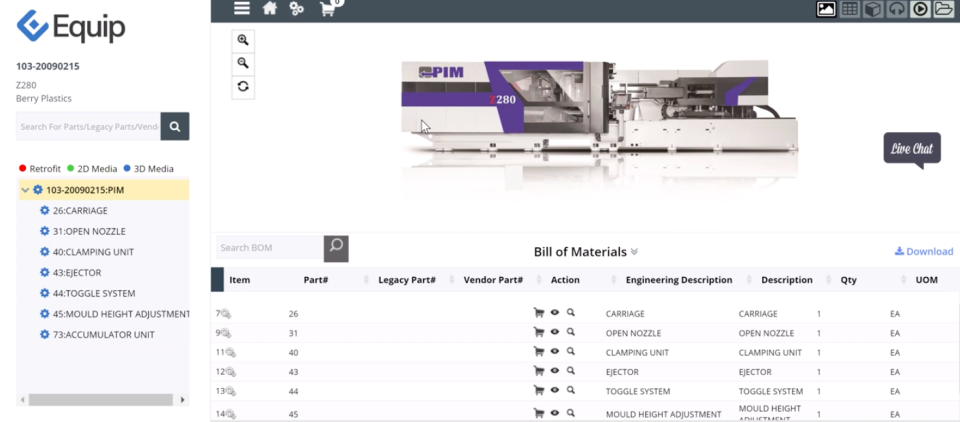 Equip Software - Equip bill of materials (BOM)