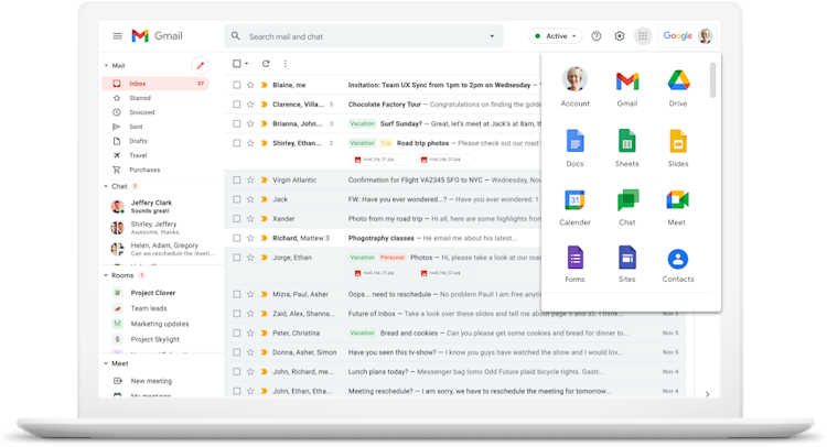 Gmail screenshot: Gmail inbox & Google Workspace apps