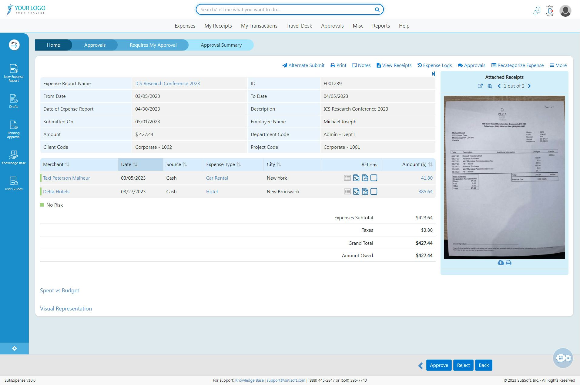 SutiExpense Software - Dynamic Flexible Approval Flows