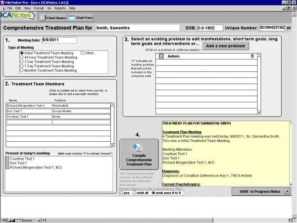 ICANotes Software - ICANotes treatment plan view linked to a patient