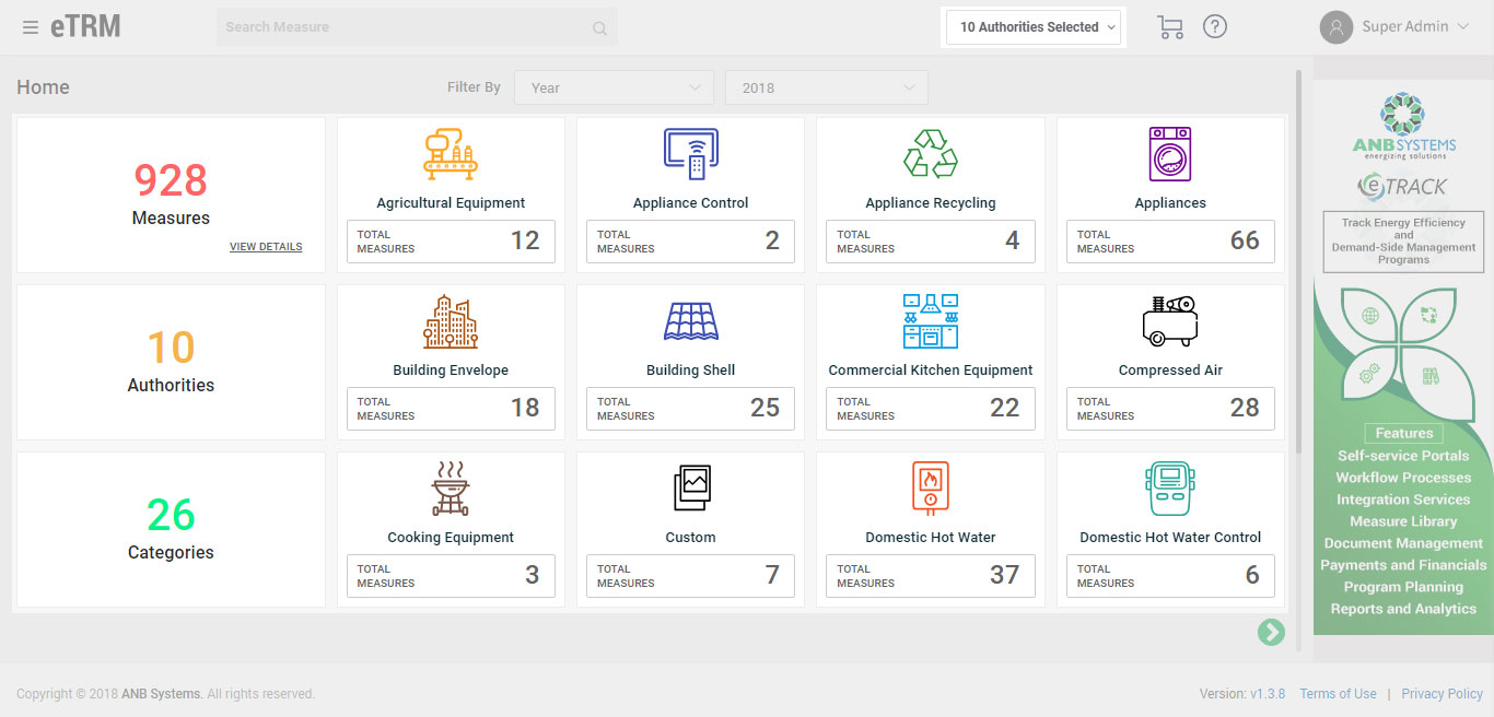 A centralized dashboard to view the list of measures, measure categories, authorities, and access each of them on a single click.-thumb