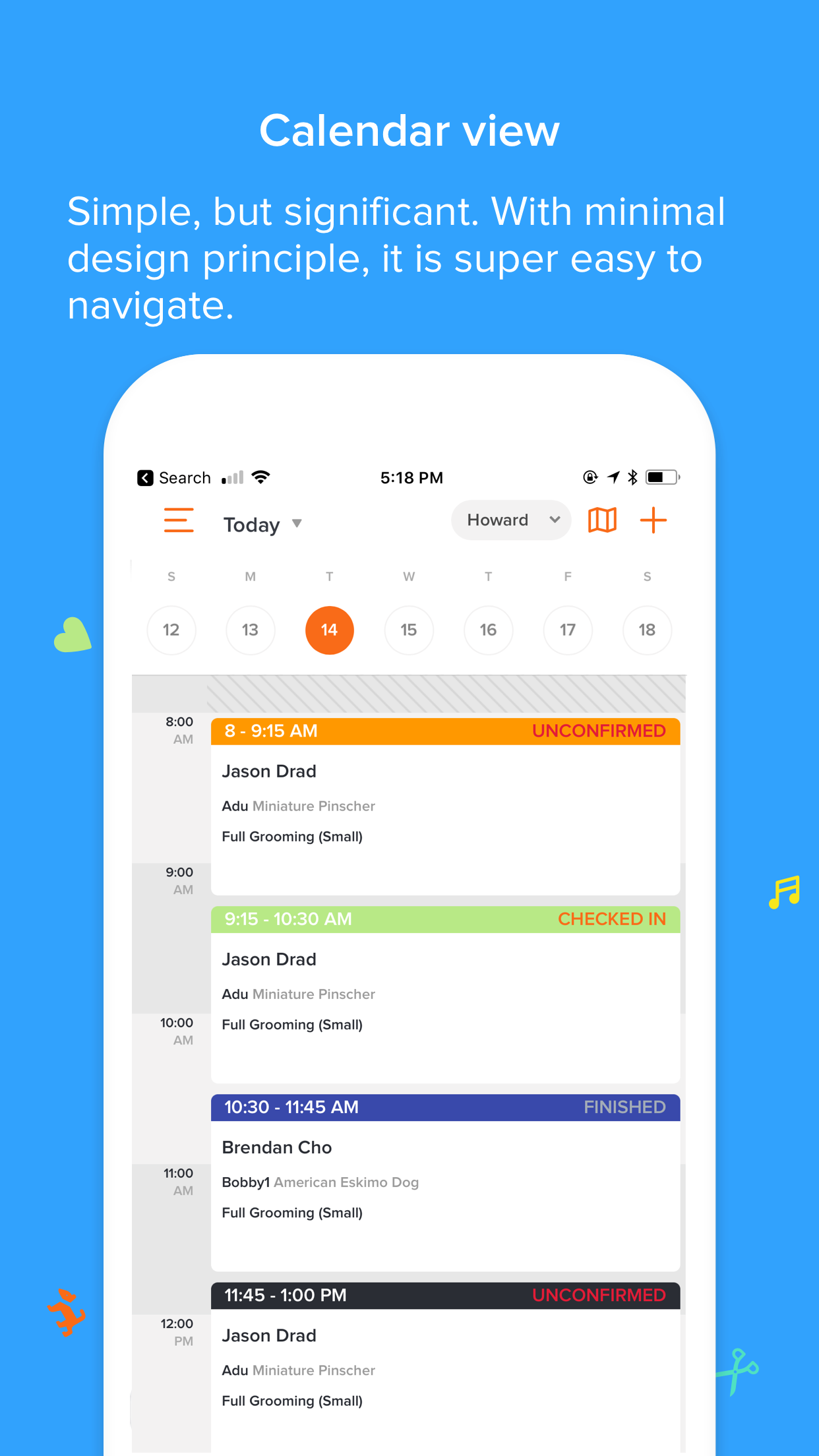 MoeGo Software - Calendar view