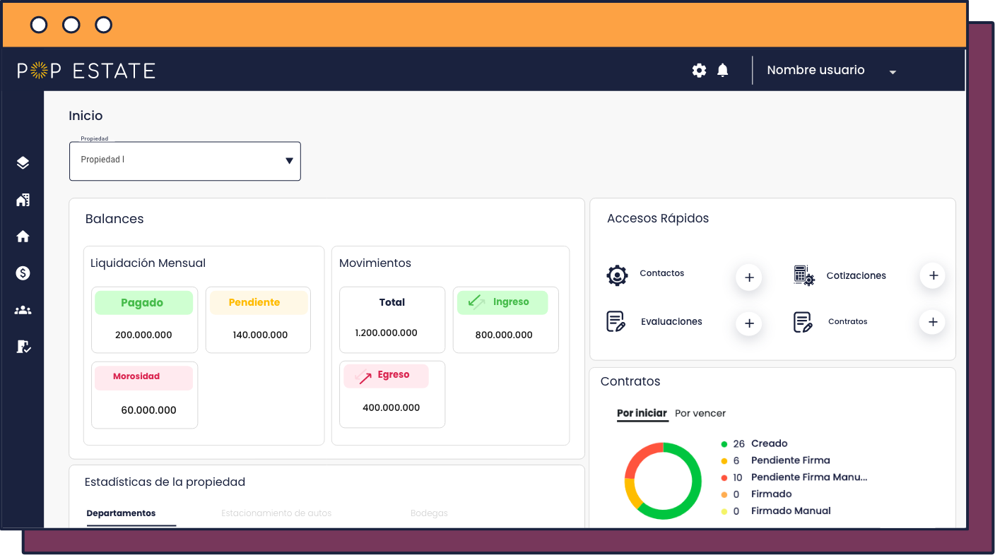 Pop Estate Software - Pop Estate user interface