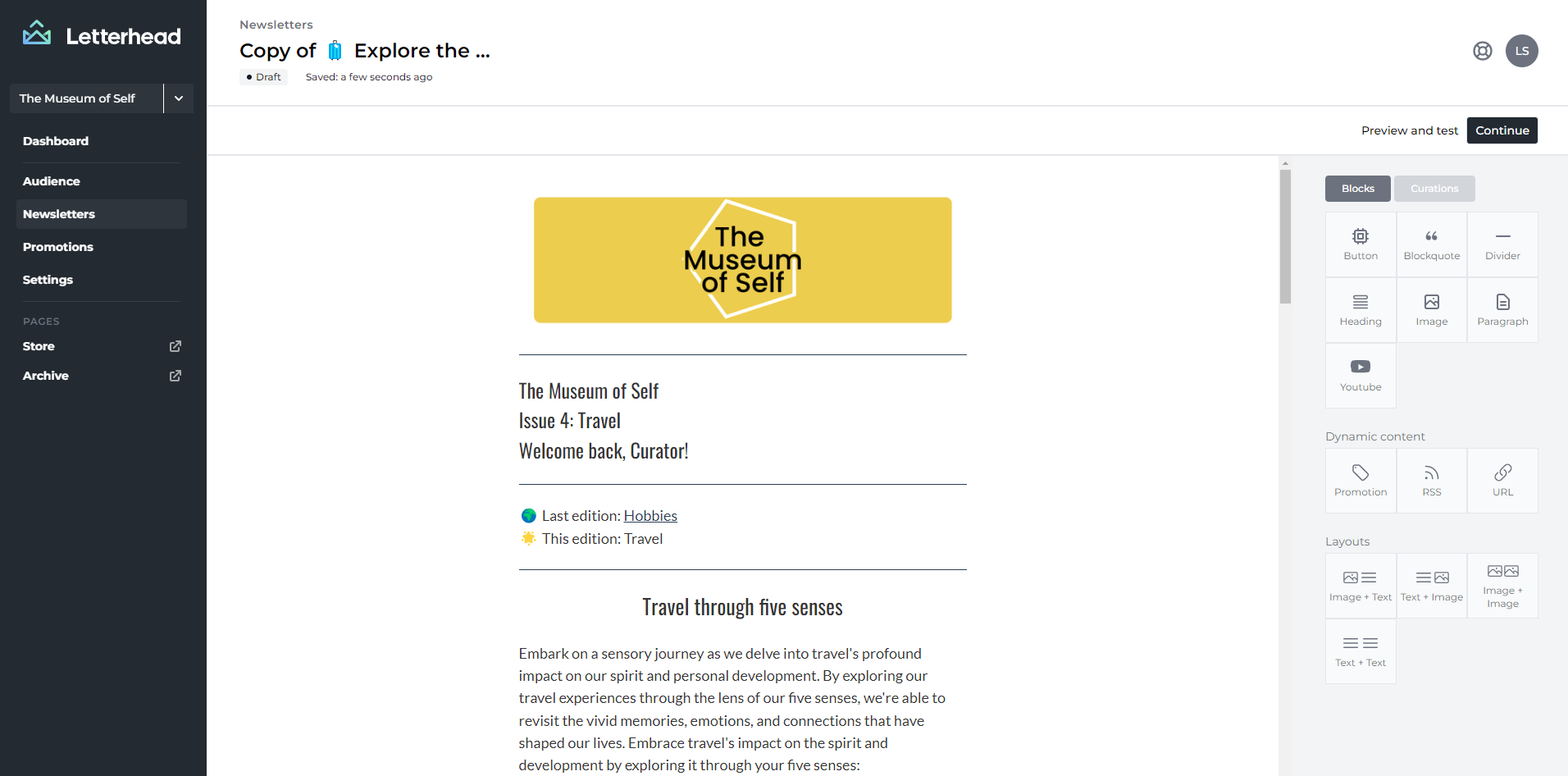 Letterhead screenshot: Intuitive Newsletter Creation