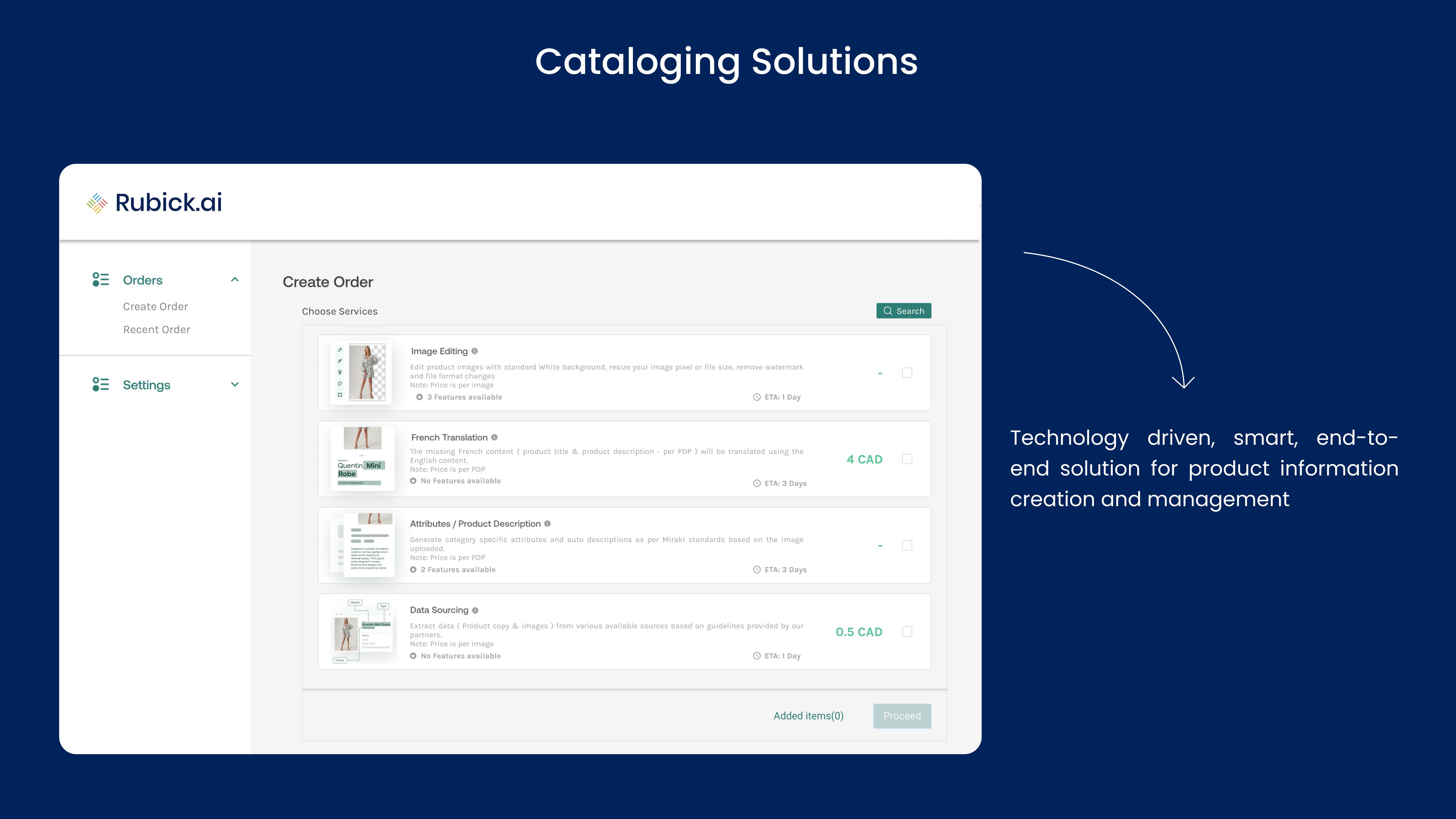Rubick PIM Suite screenshot: Boost conversions, lower your cataloging costs, build comprehensive product listings, and reduce time to market with our AI cataloging solution.
