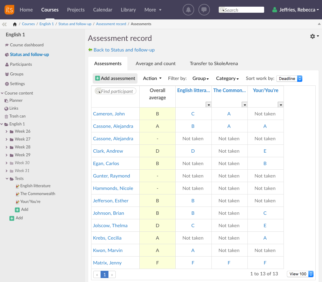 itslearning Software - itslearning assessment record