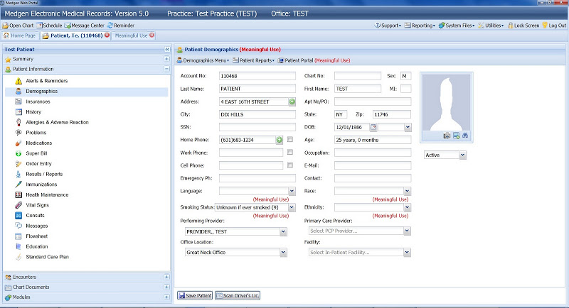 Medgen screenshot: Medgen medical records