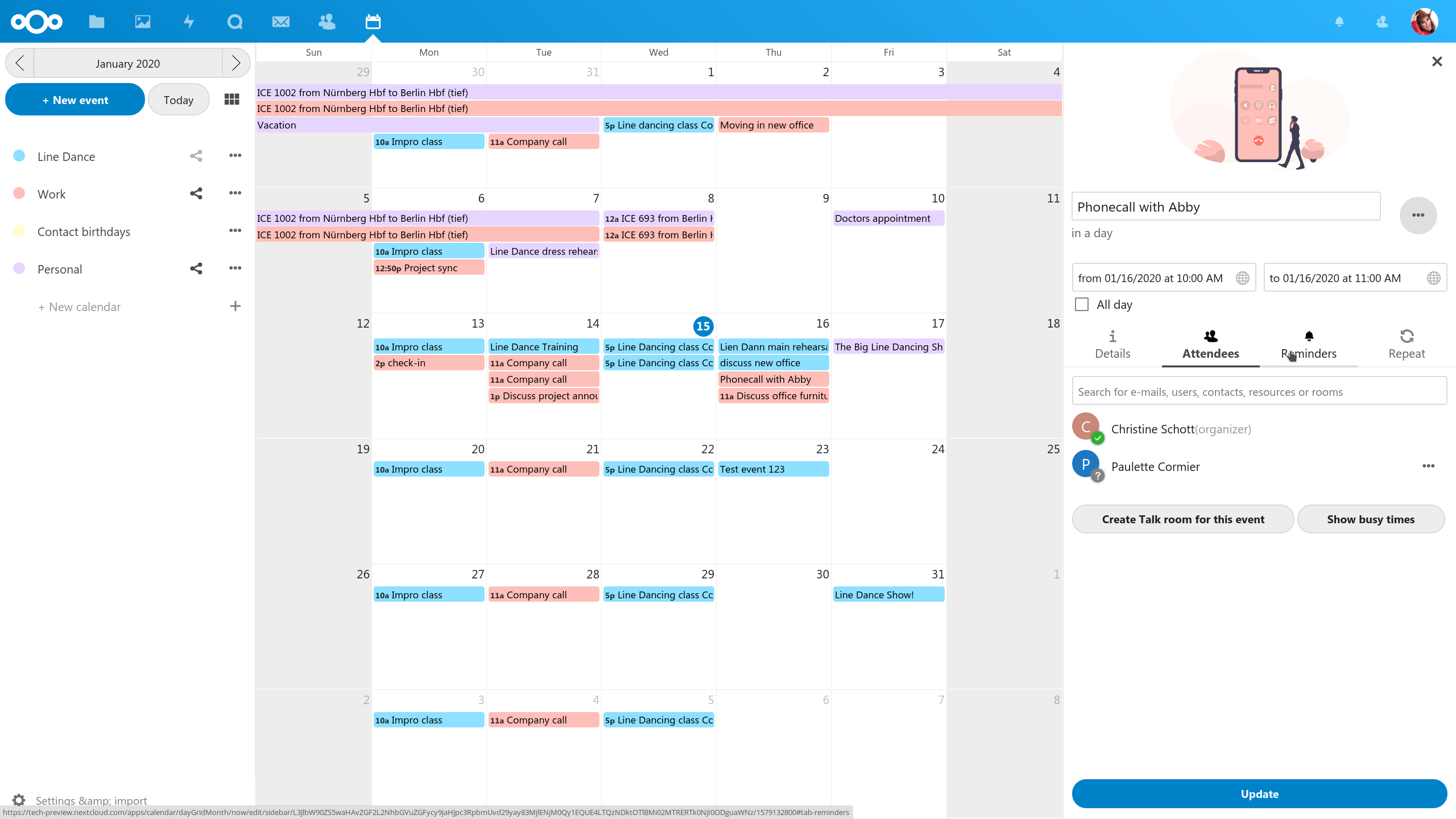 NextCloud calendar