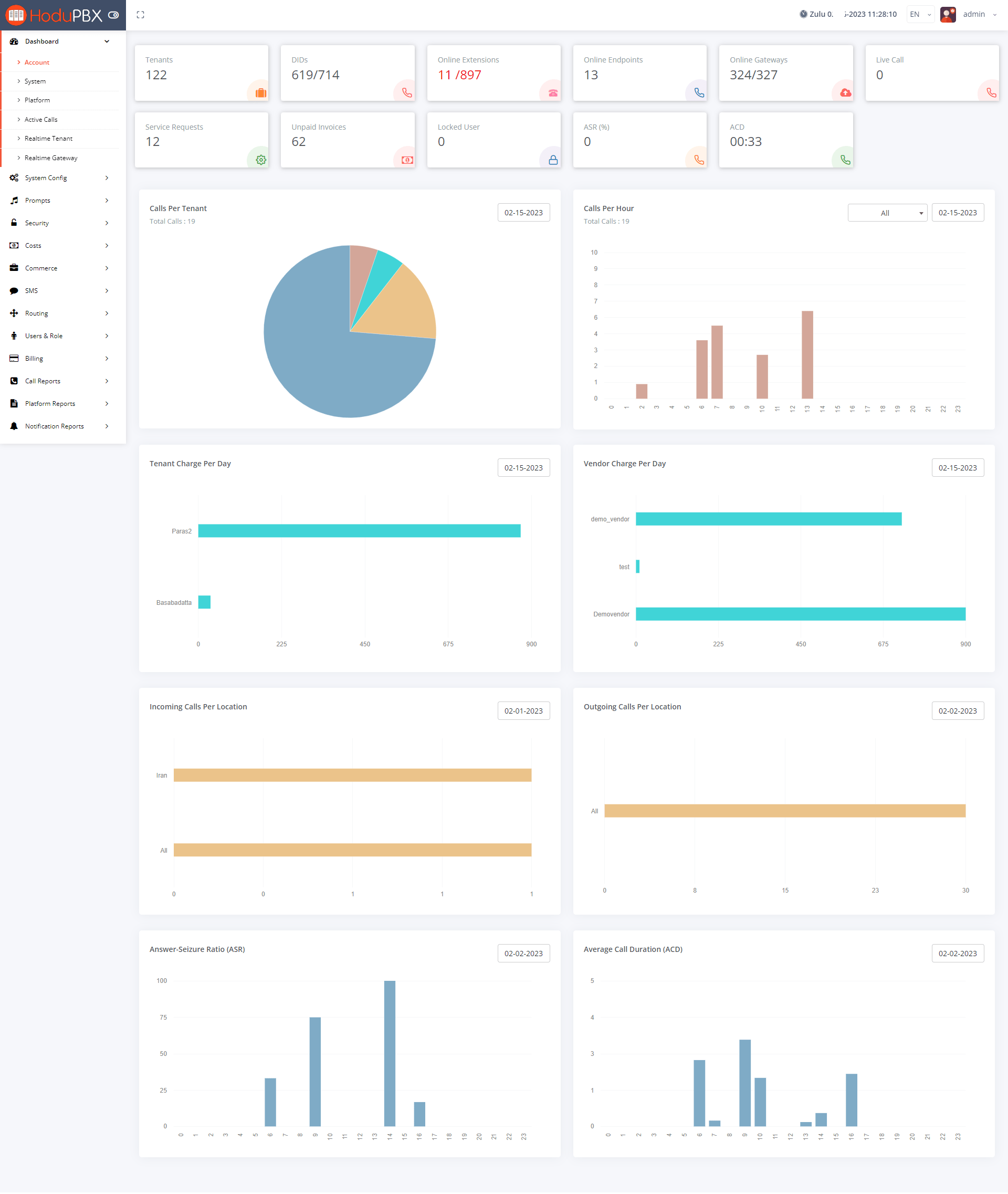 HoduPBX screenshot: HoduPBX-Dashboard_Account
