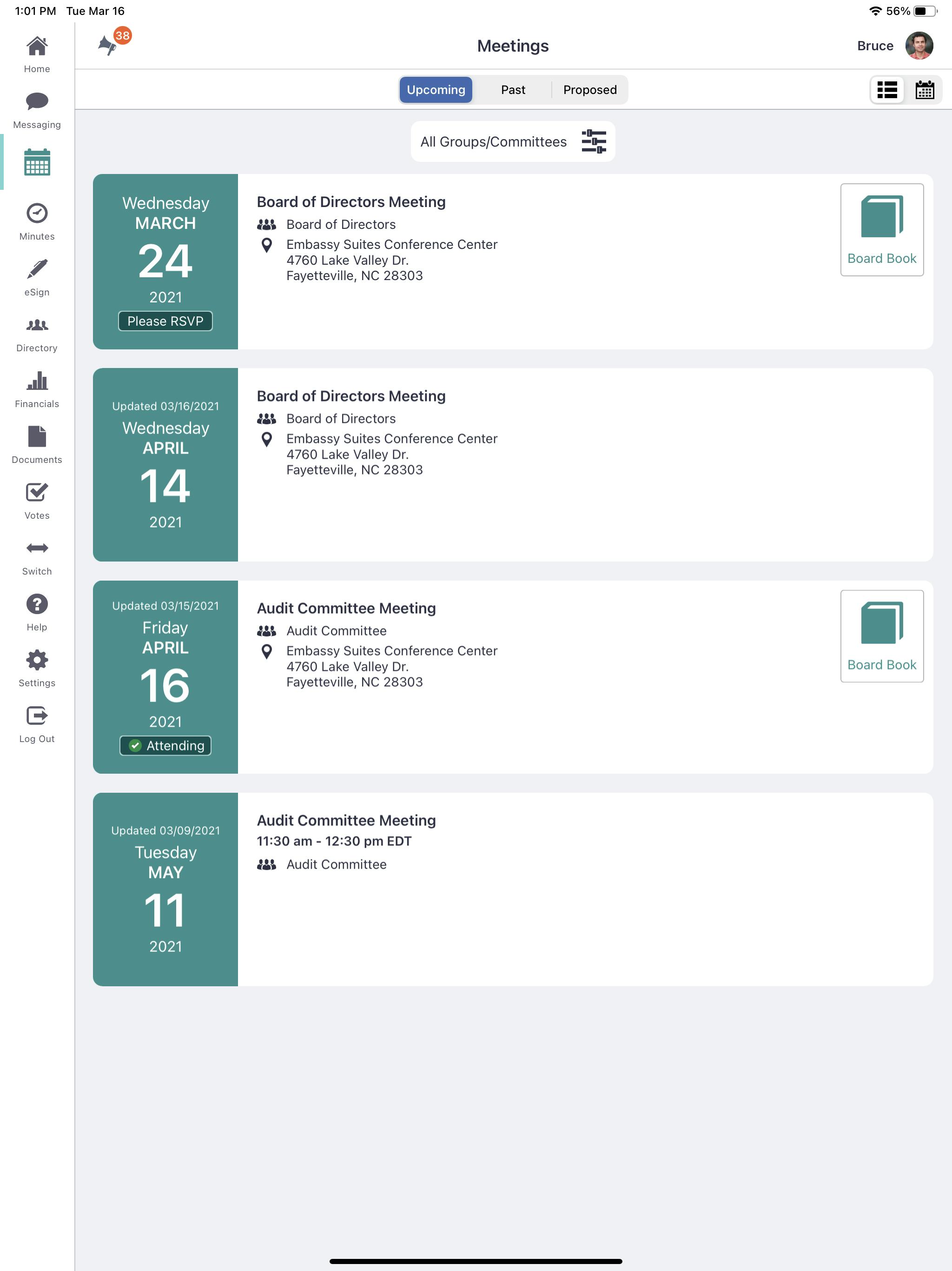 Govenda Software - Schedule and attend meetings within the app and keep your board on point