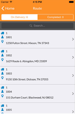 Beetrack screenshot: Beetrack's app allows drivers access to full route information for all of their deliveries