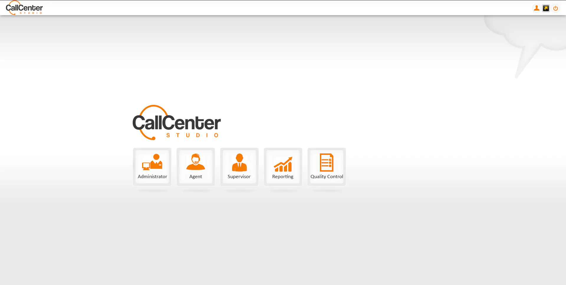 Permission based main menu where all functions of the product is accessed