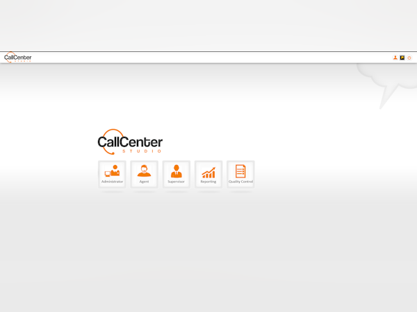 Call Center Studio Software - Permission based main menu where all functions of the product is accessed