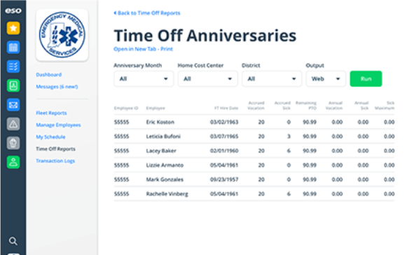 ESO Scheduling Software - ESO Scheduling time-off reports