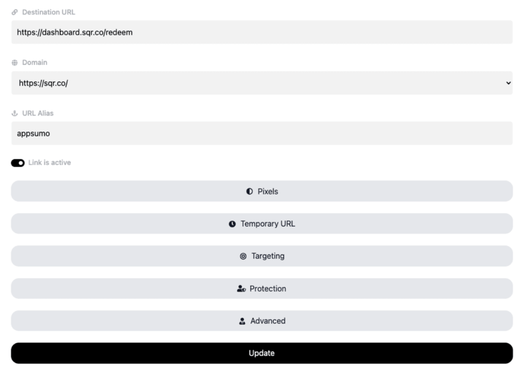 SQR screenshot: SQR generate temporary URL