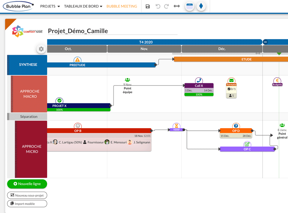 Bubble Plan screenshot: Gantt Planning