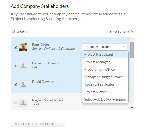 RequirementsHub screenshot: RequirementsHub adding stakeholders