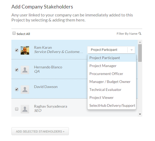 RequirementsHub screenshot: RequirementsHub adding stakeholders