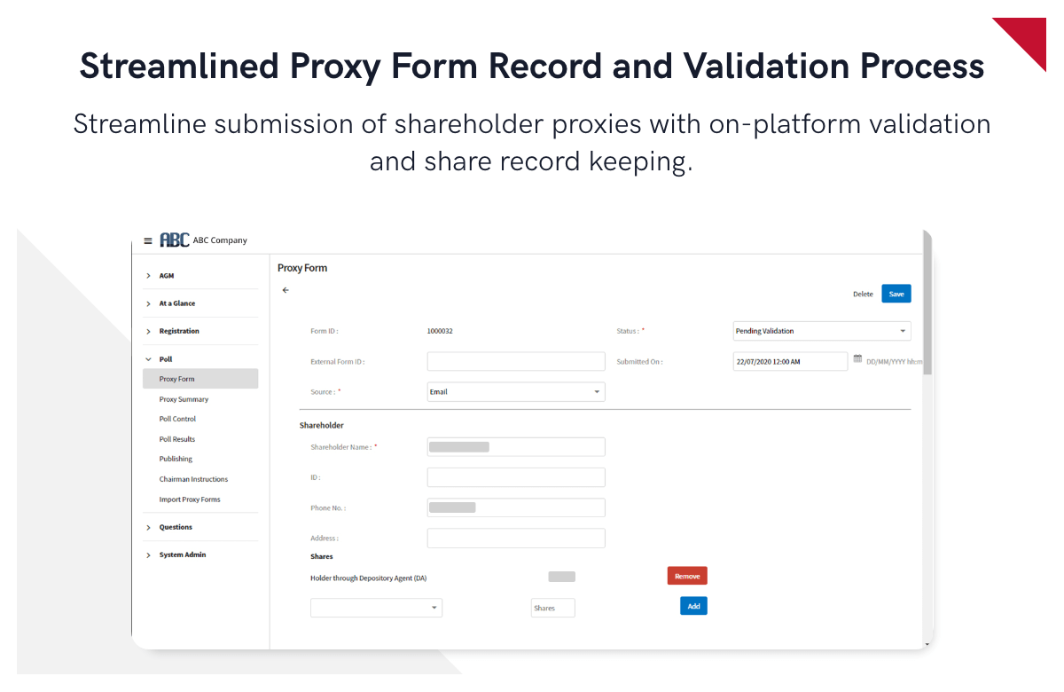 Proxy Form Record and Validation Process