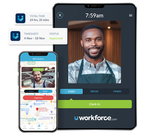 Workforce.com screenshot: Time Clock App