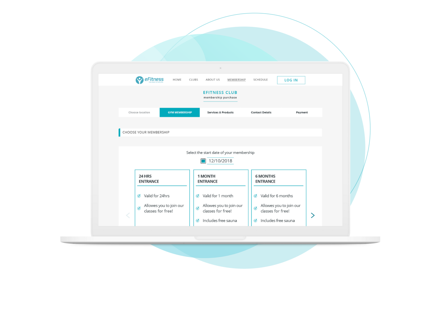 eFitness screenshot: eFitness Online Member Area