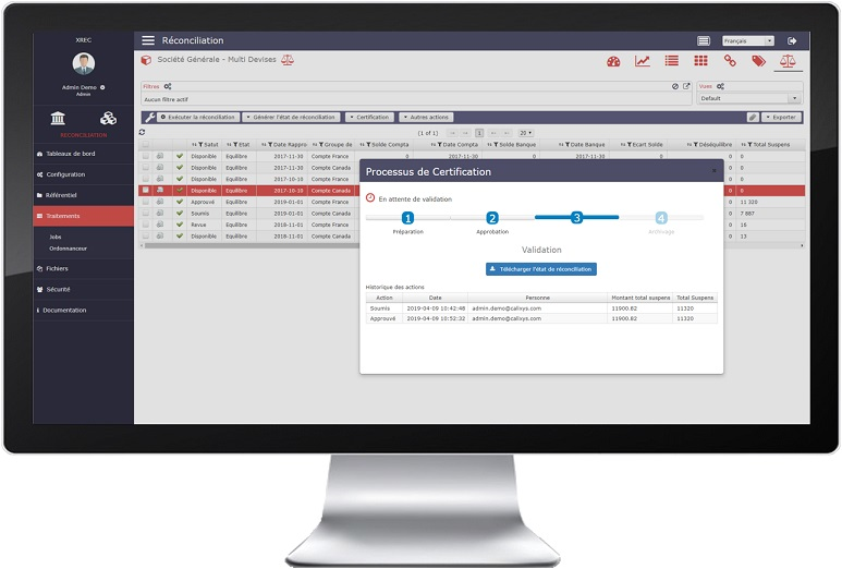 XREC Reconciliation screenshot: XREC Bank Reconciliation