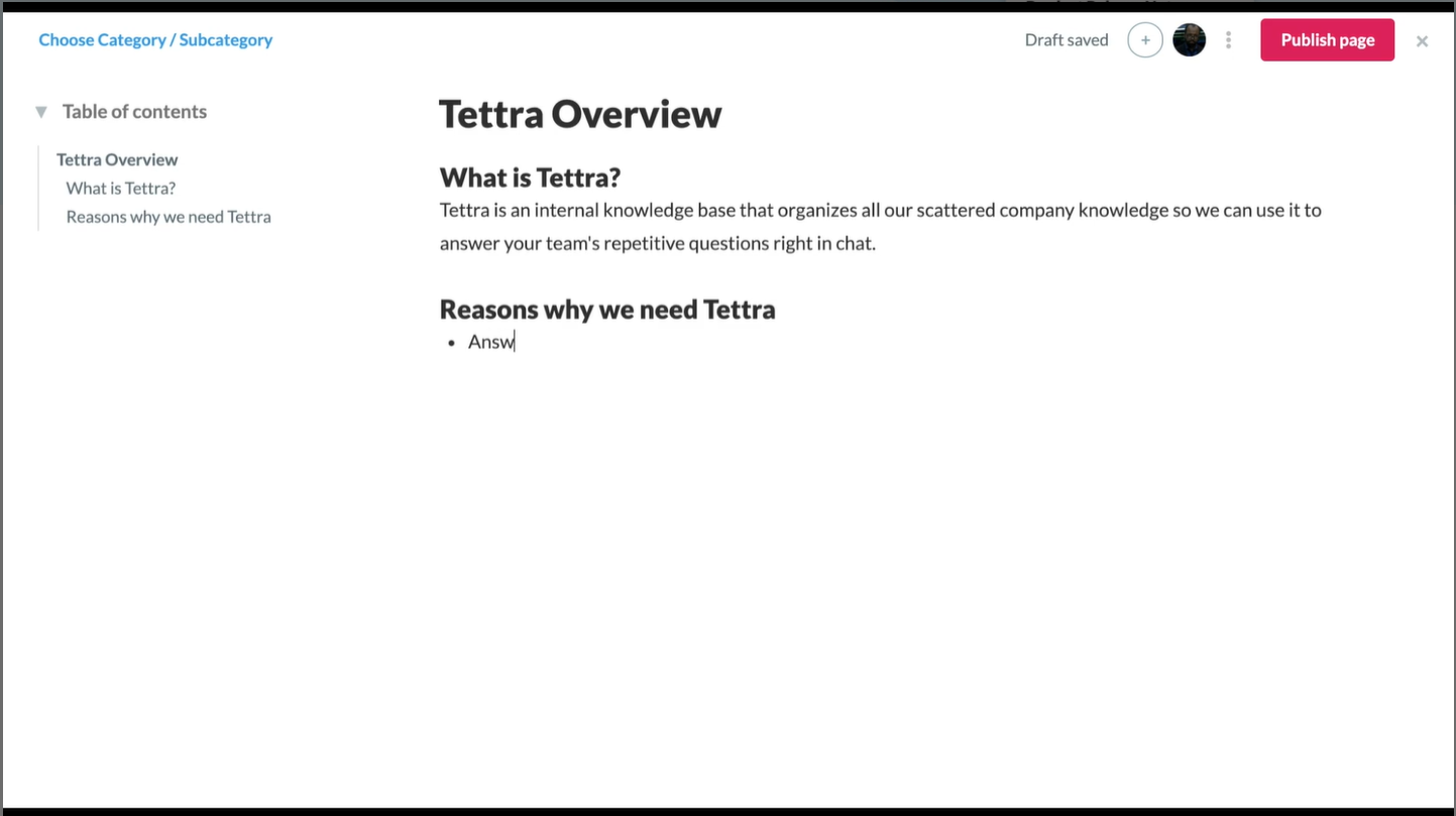 Tettra Software - Create custom pages