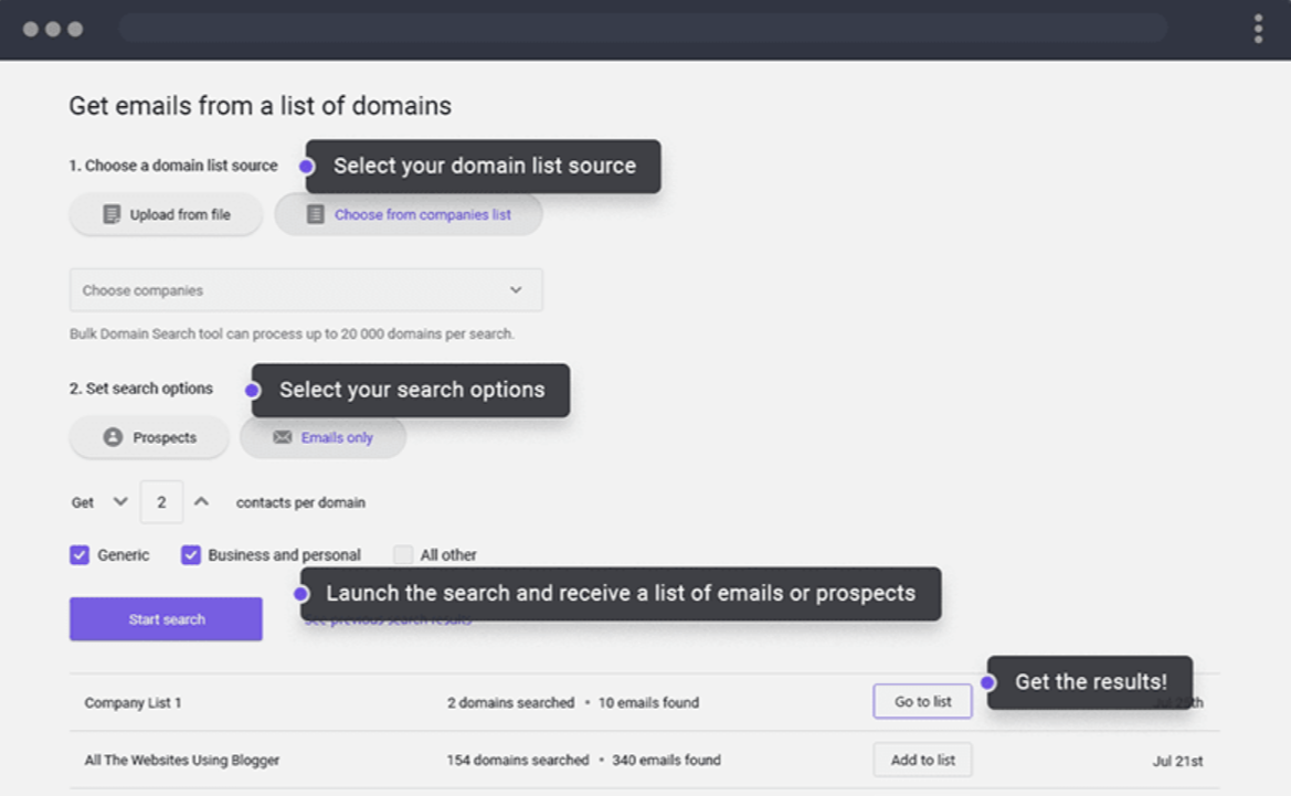 Snovio prospect lists