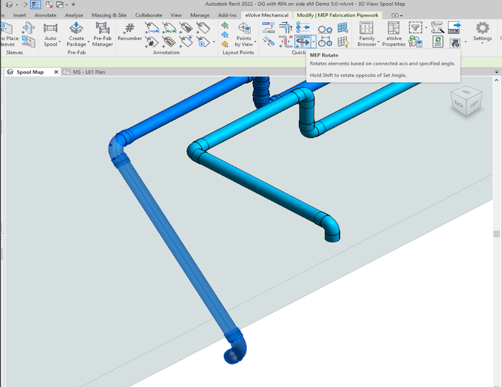 EVOLVE Mechanical screenshot: Rotate quick tool.