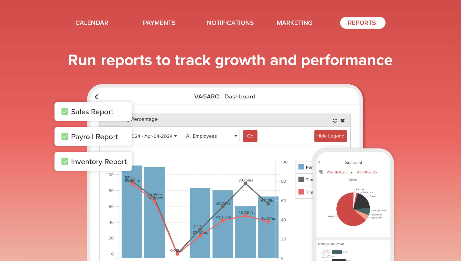 Vagaro Software - Vagaro Run reports to track growth and performance