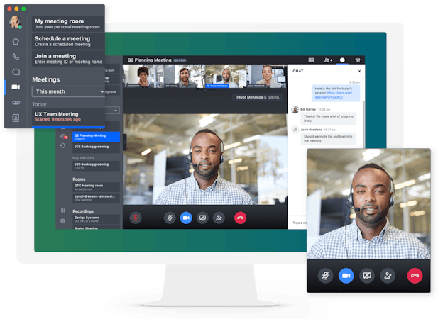 GoTo Connect screenshot: Video meetings with chat