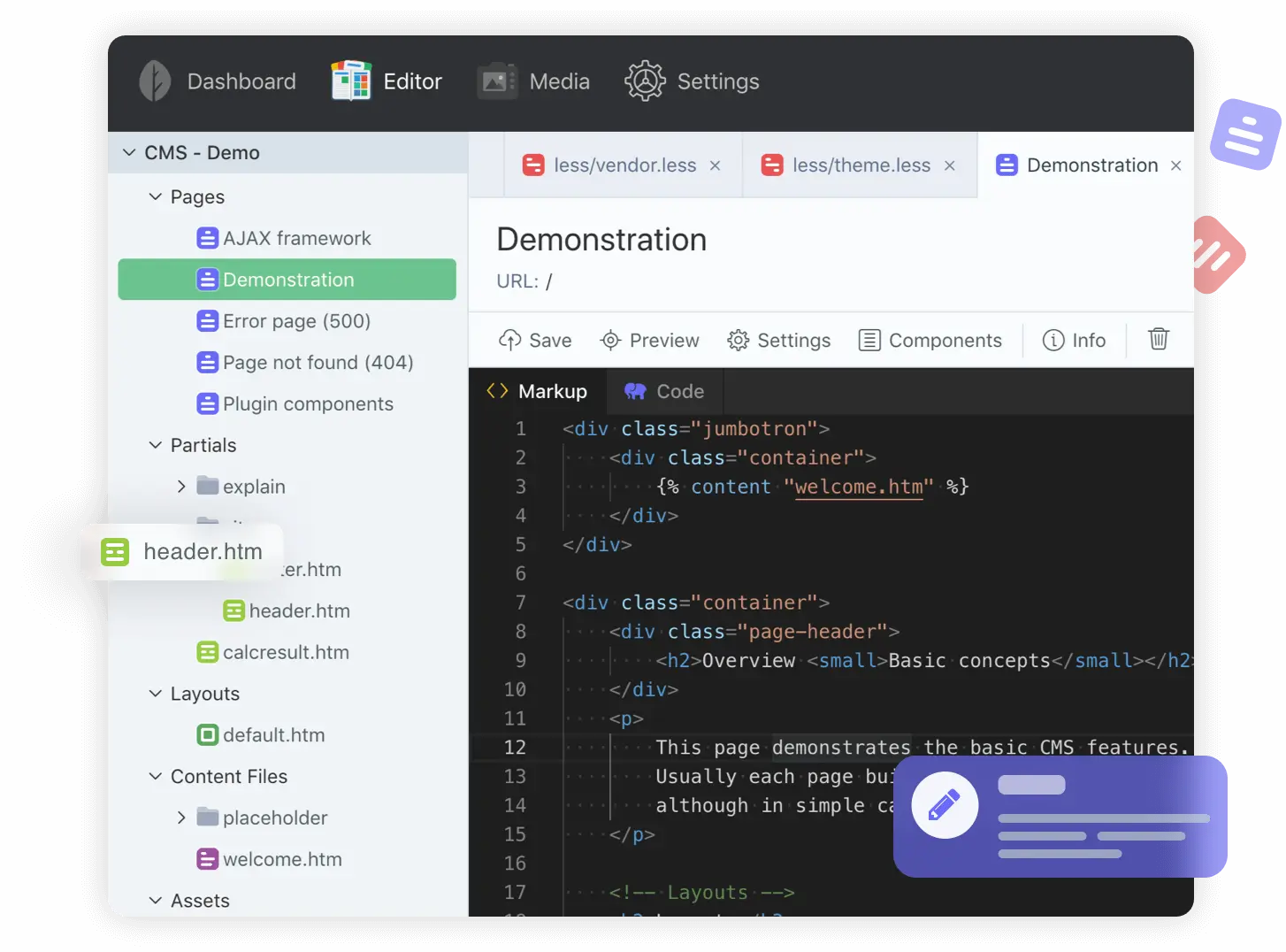 October CMS screenshot: October CMS demostration