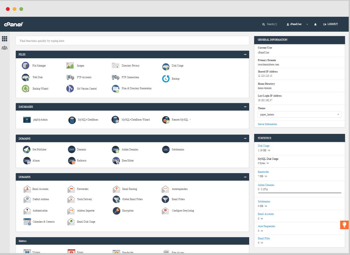 cPanel & WHM user interface