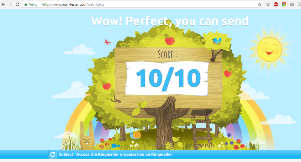 KingMailer Software - 10/10 MailTester score