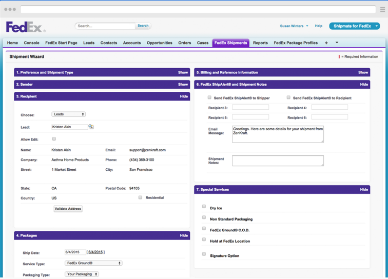 ZenKraft Shipmate screenshot: FedEx wizard