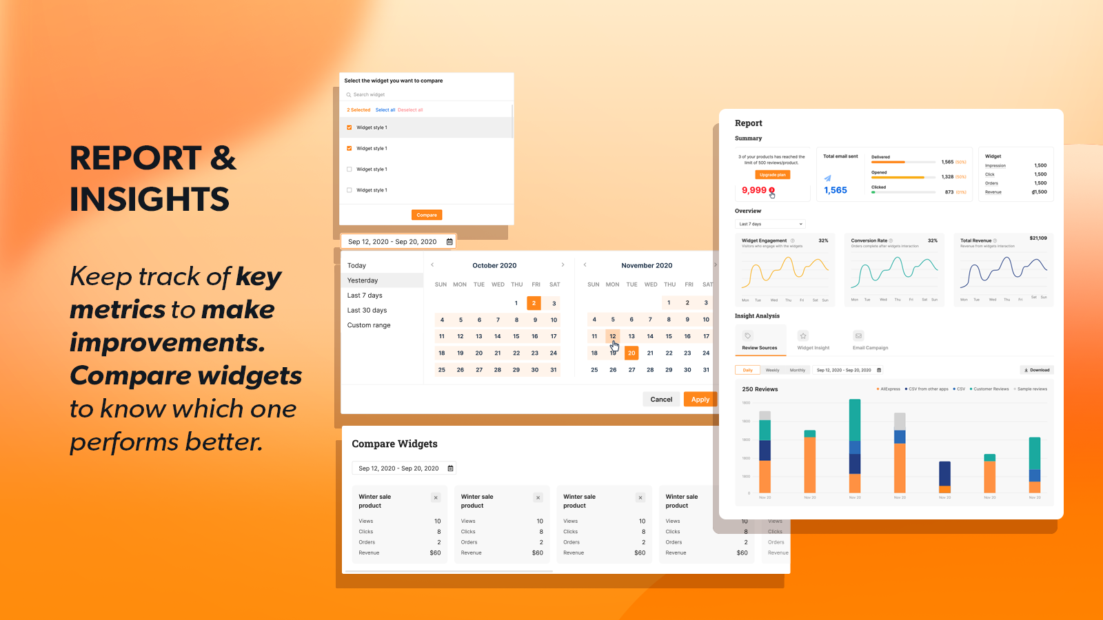 Ali Reviews widget reports and insights