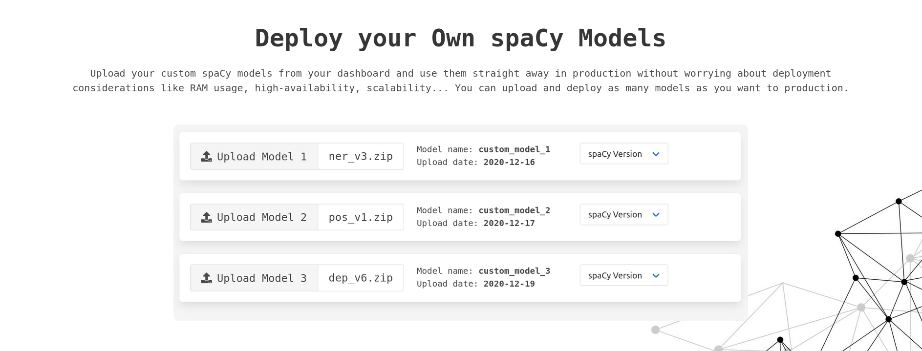NLP Cloud screenshot: NLP Cloud deployment