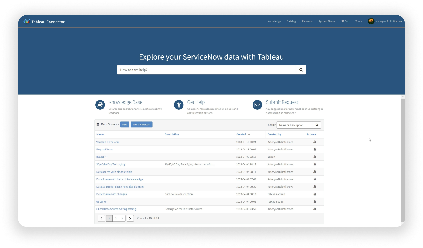 Tableau Connector for ServiceNow