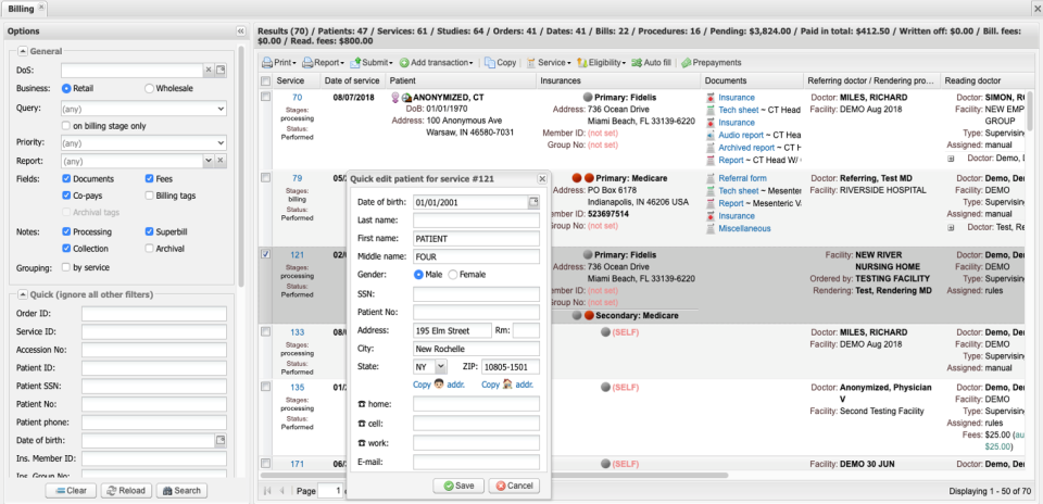 EMSOW Software - Built-in billing