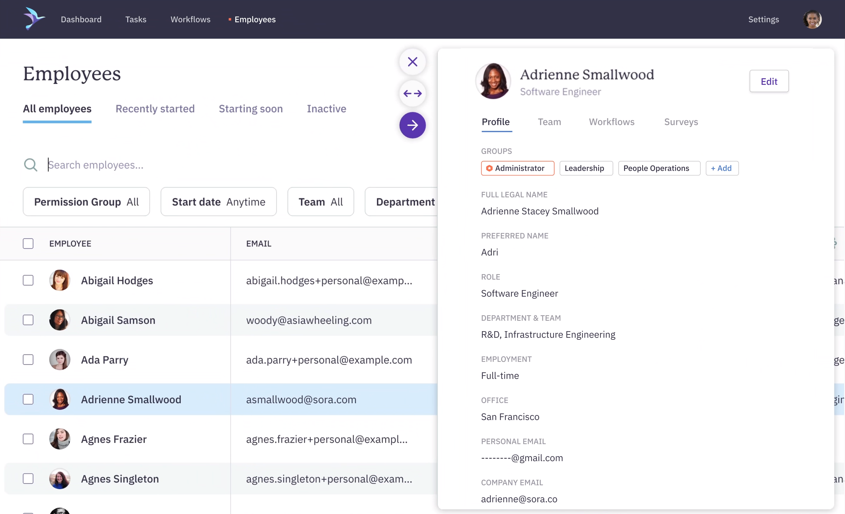 Manage all of your employee data in one view