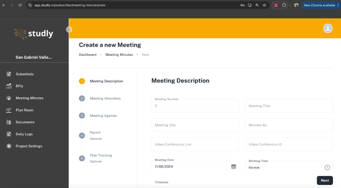 Studly screenshot: Create and distribute meeting minutes to your team.