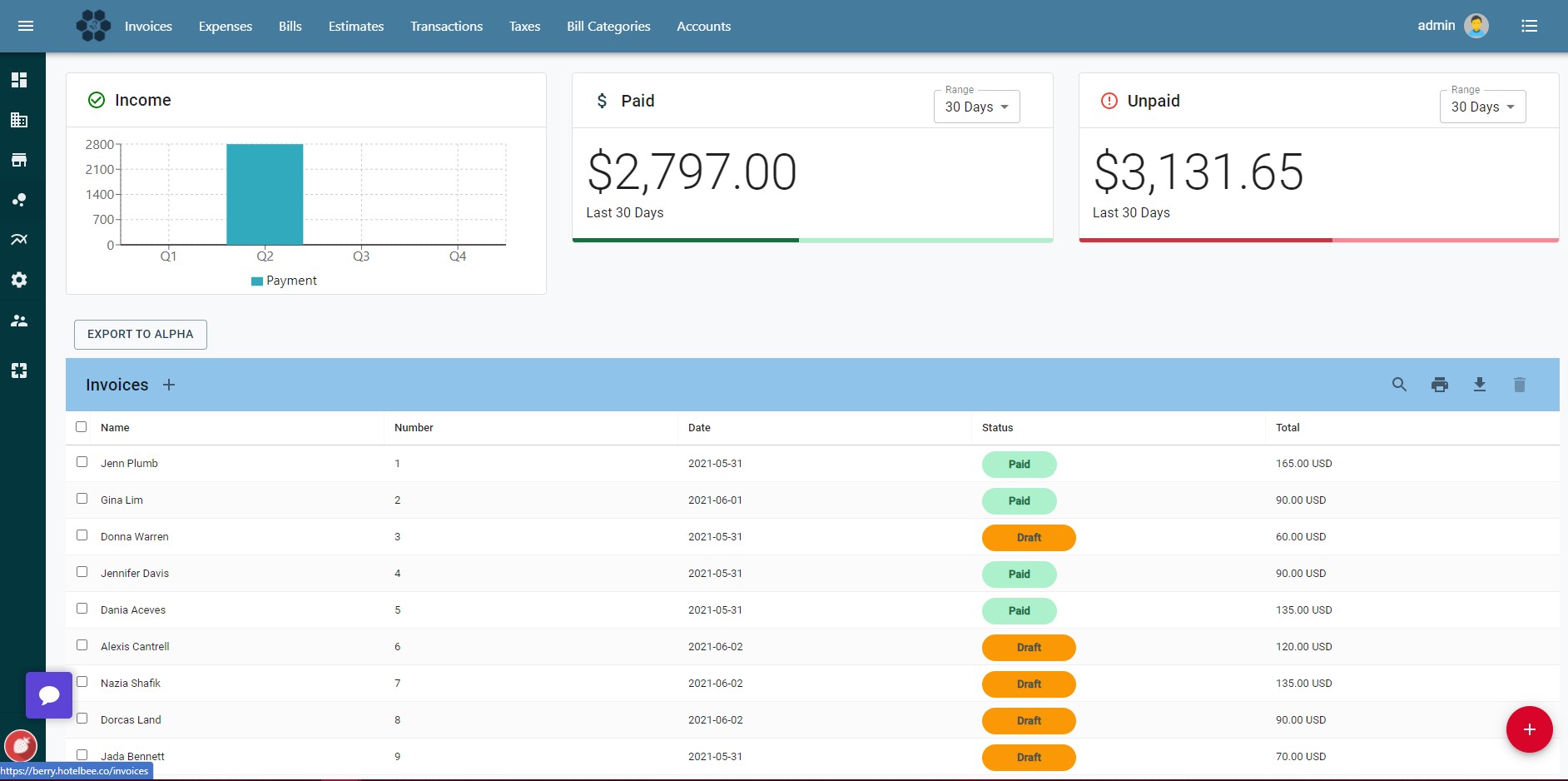 HotelBee Software - HotelBee invoicing