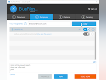 BlueFiles Software - Adding recipients