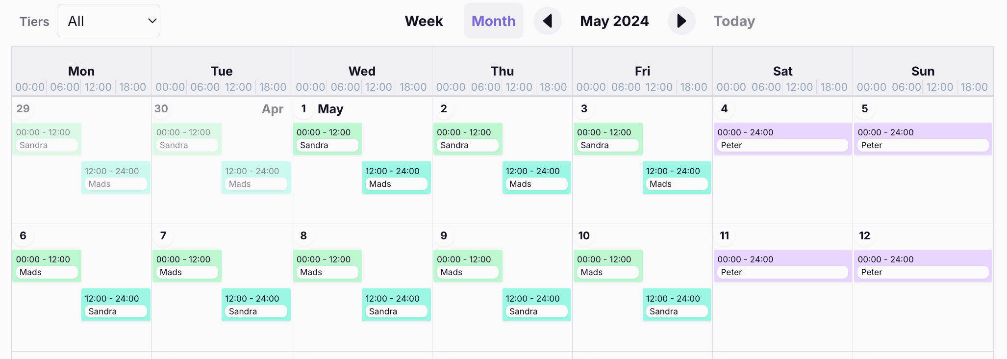 All Quiet screenshot: Team On-Call Calendar