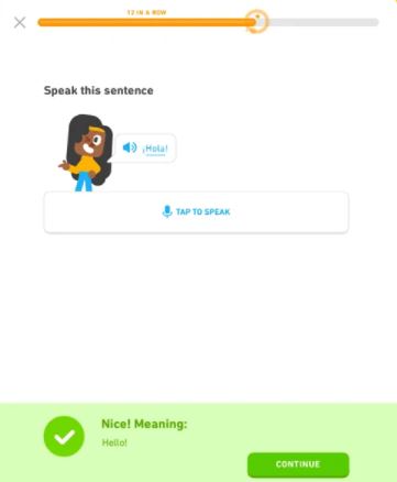 Duolingo speaking skills lesson
