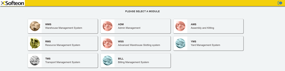 Softeon Warehouse Management System (WMS) Software - Module Selector