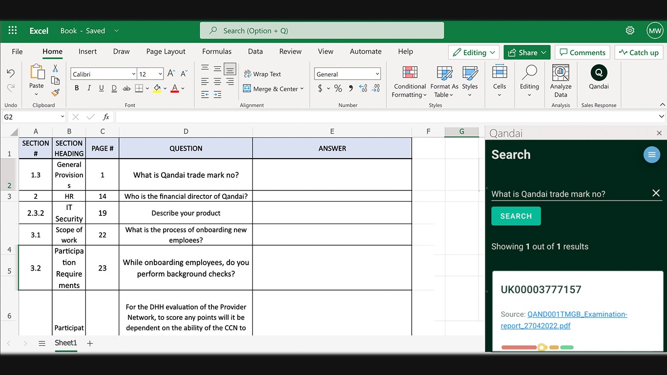 Respond to questionnaires in Microsoft Excel