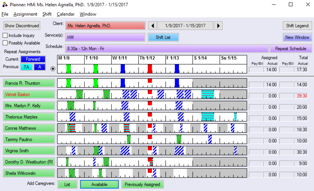 Rosemark Software - The Rosemark System employee work schedules